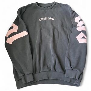Bershka Gray and Pink Crewneck Sweater